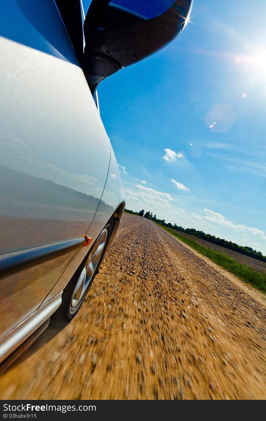 Driving high speed car detail