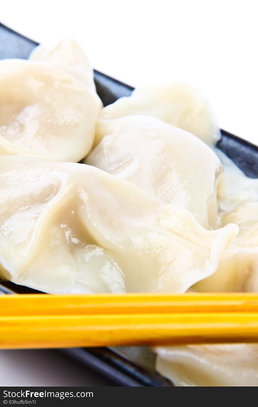 Chinese Dumplings. Close up on white background