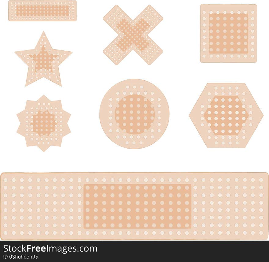 Set of plasters isolated on white