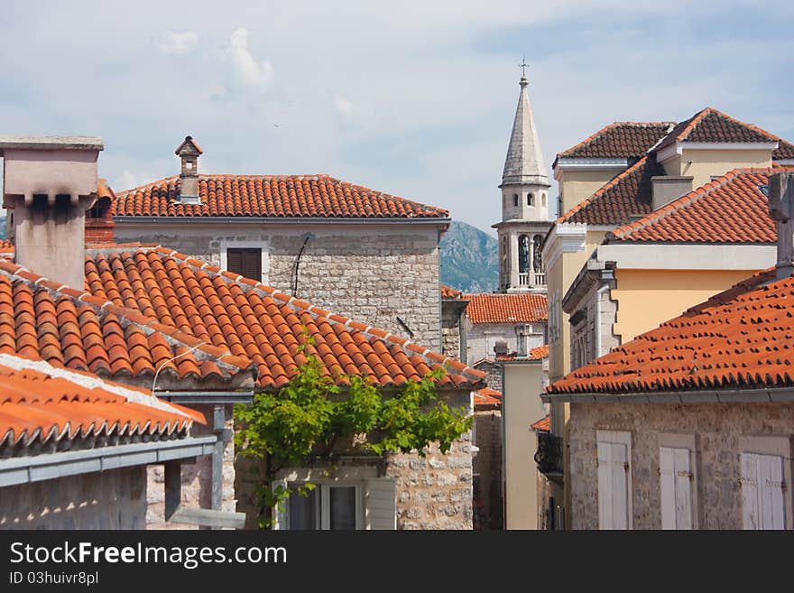 Rooftops in the old town of Budva, Montenegro