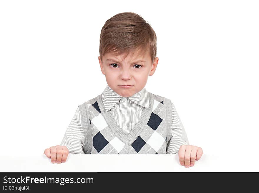 Boy with white board