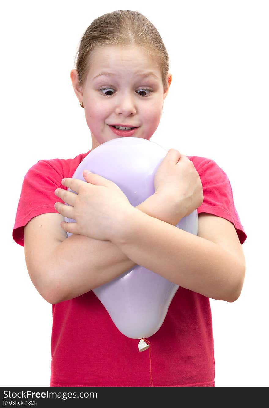 The girl with a balloon isolated