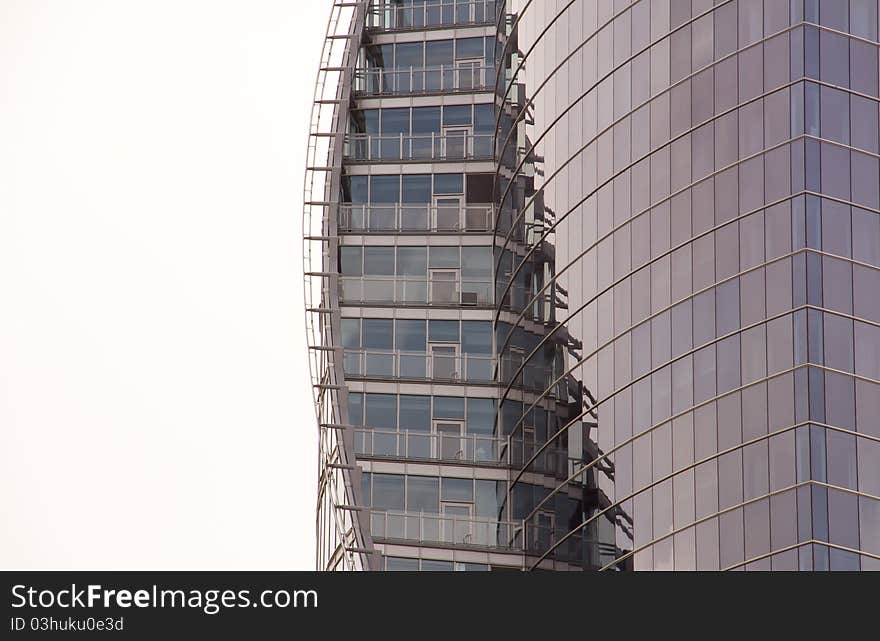 Part of modern building from grey glass. Part of modern building from grey glass