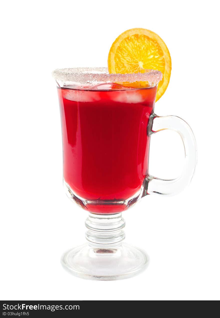 Cold Wine Cocktail Wirh Orange