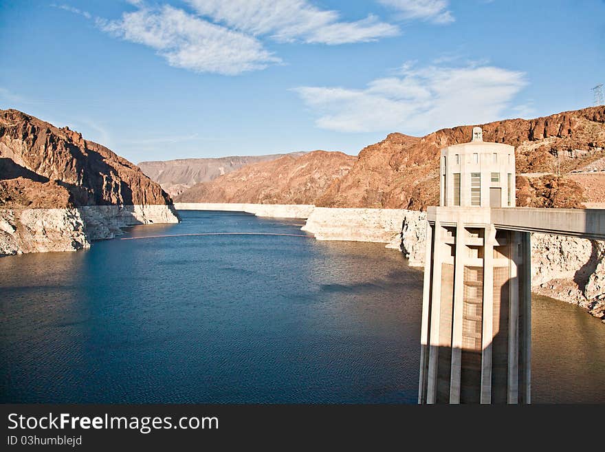 Hoover Dam - border between Nevada and Arizona. Time-zone change point