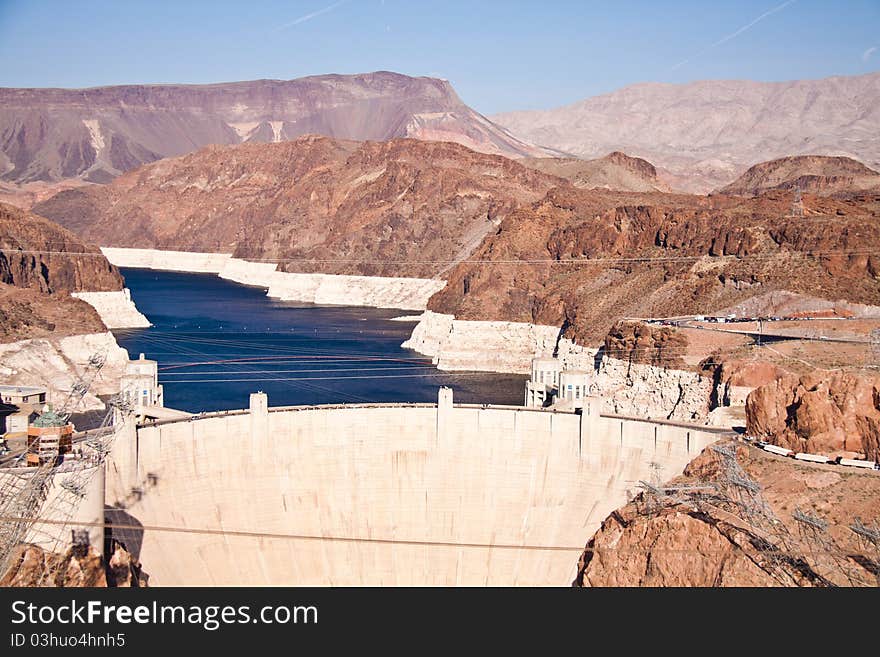 Hoover Dam - border between Nevada and Arizona. Time-zone change point