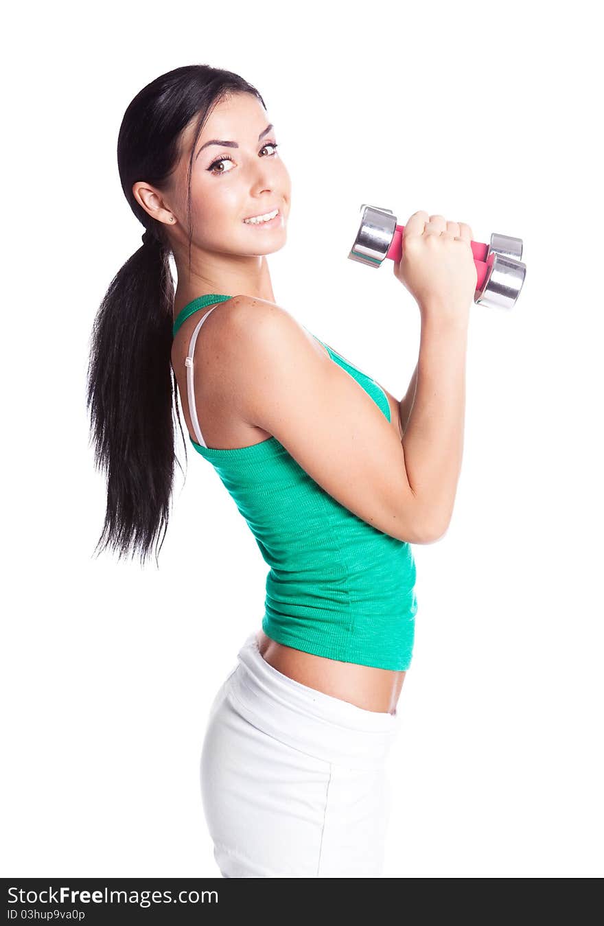 Woman with dumbbells