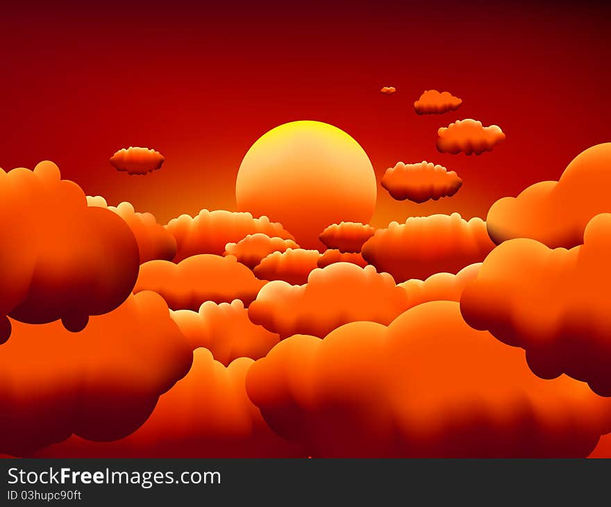 Golden Sunset Clouds Background. EPS8