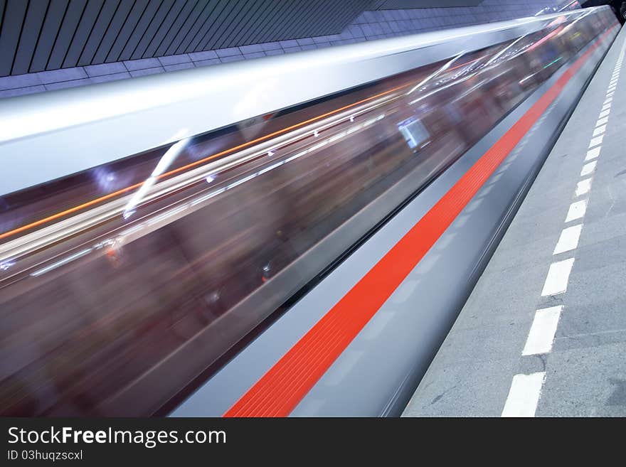 Subway station (motion blurred & colour toned image)