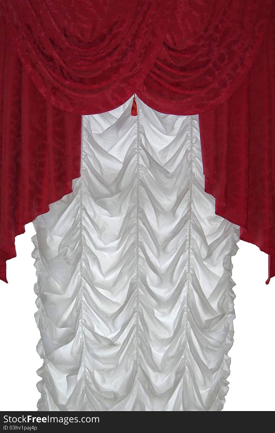 Red curtain on white