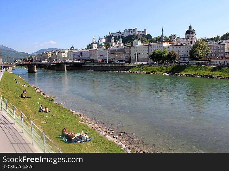 River Salzach in Salzburg, Austria. River Salzach in Salzburg, Austria