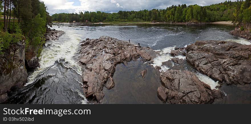 Panorama of rapids on the river Lagen, Norway. Panorama of rapids on the river Lagen, Norway