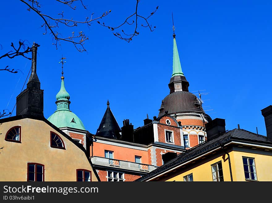 Old buildnings in the city of Stockholm. Old buildnings in the city of Stockholm