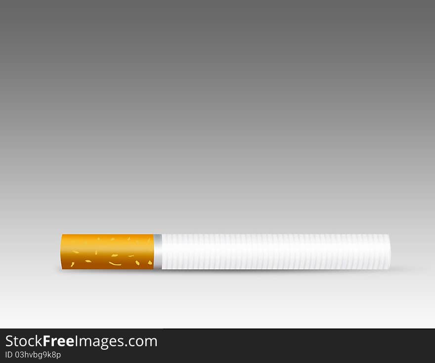 Brown and white cigarette over gray and white background