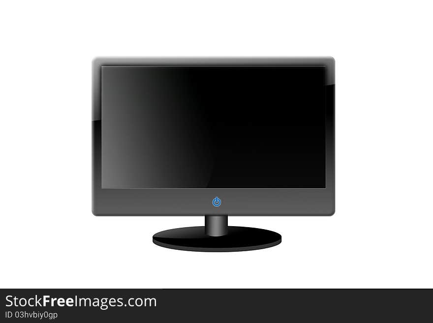 Black blank television over white background.illustration