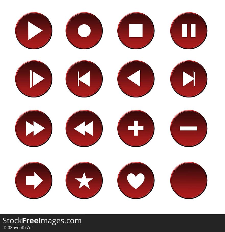 Red media buttons