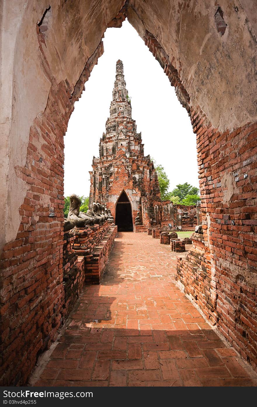 Ancient Passage Way And Chedi , Thailand.