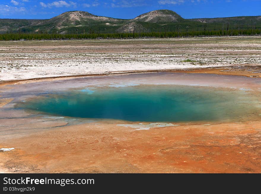 Grand Prismatic Spring and Midway Geyser Basin. Yellowstone National Park.Wyoming.USA