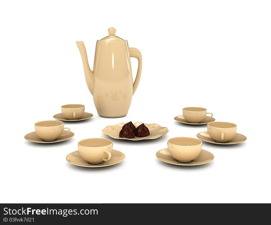 Sweet cakes over white background. 3d rendered image