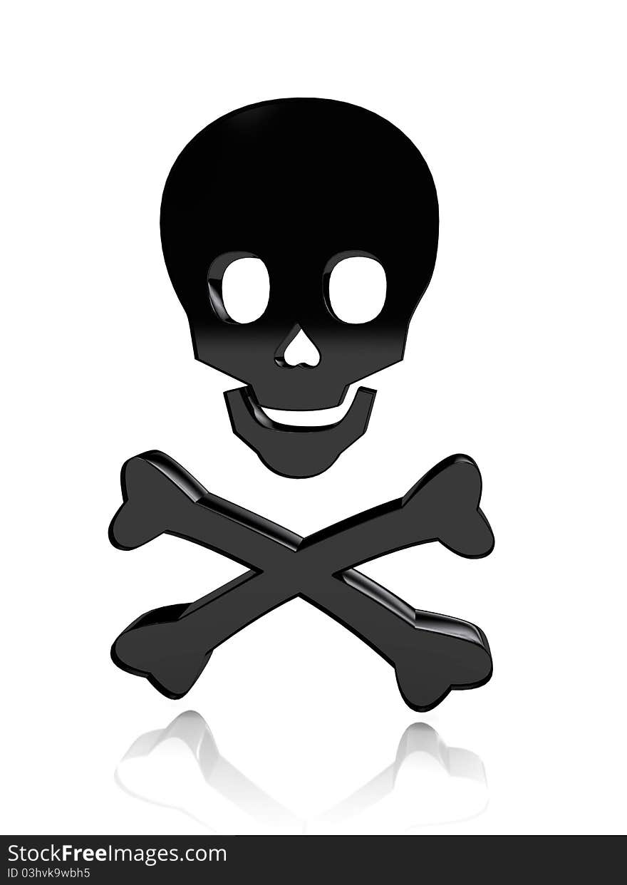 Skull with bones over white background