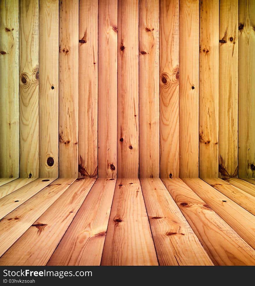 Vintage wooden room as background with artistic shadows added