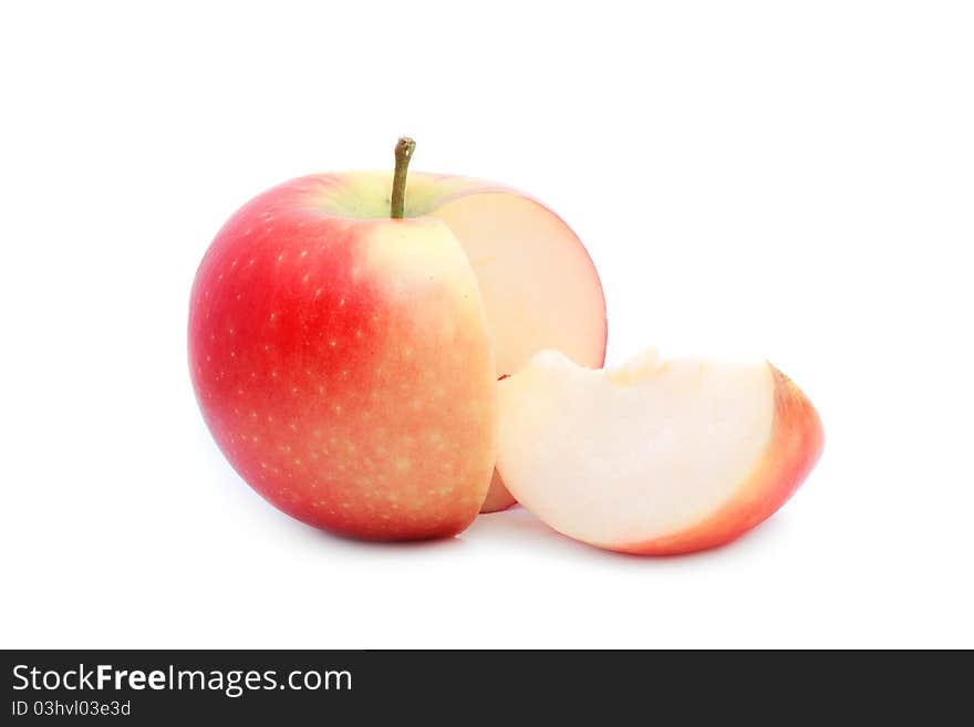 Close up shot of red sliced apple isolated on white. Close up shot of red sliced apple isolated on white