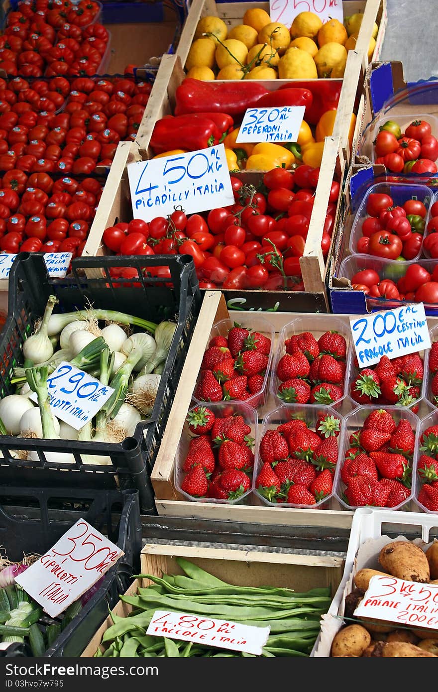 Fruits and vegetables offered at the market