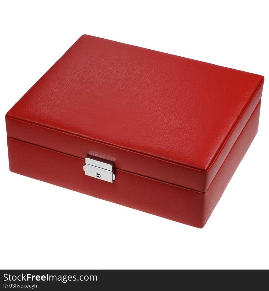 Red Leather Box Isolated On White