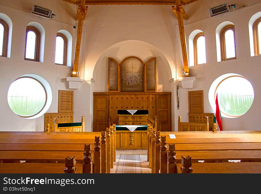 Reformed church indoor Heviz, Hungary