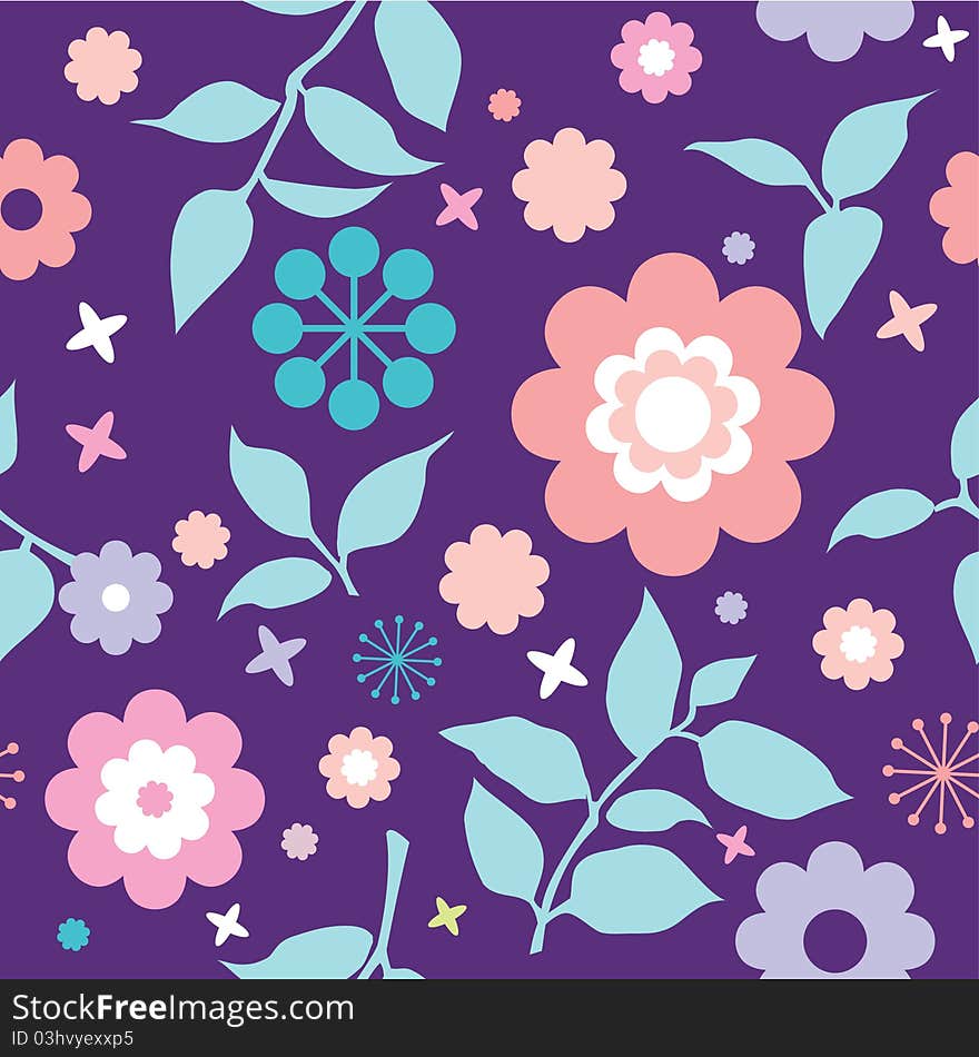 Colorfull seamless floral pattern with decorative flowers