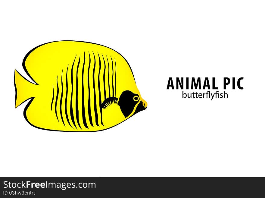 Golden butterfly fish on white (illustration). Golden butterfly fish on white (illustration)