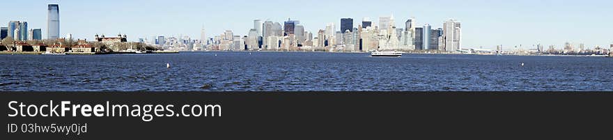 Panoramic photos of New Yor, taken from Liberty Island. Panoramic photos of New Yor, taken from Liberty Island