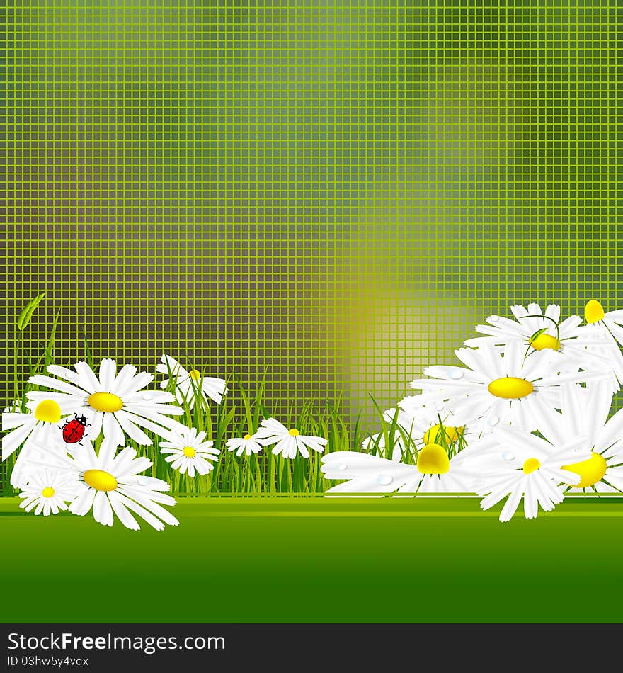 Vectorfloral background with mosaic, flowers and copy space. Vectorfloral background with mosaic, flowers and copy space