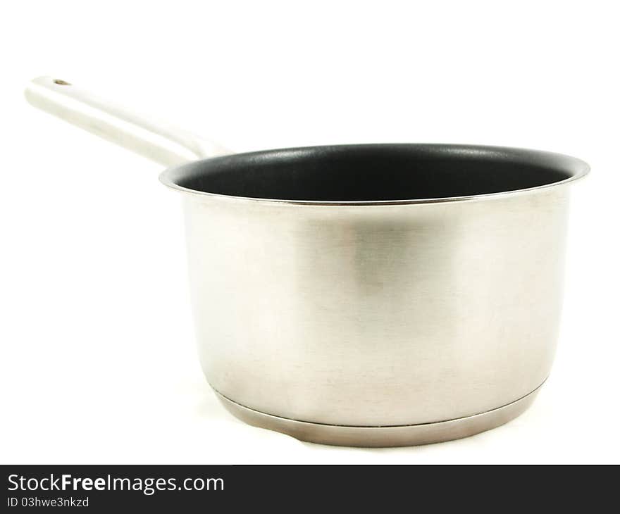 Stainless steel kettle, isolated towards white background