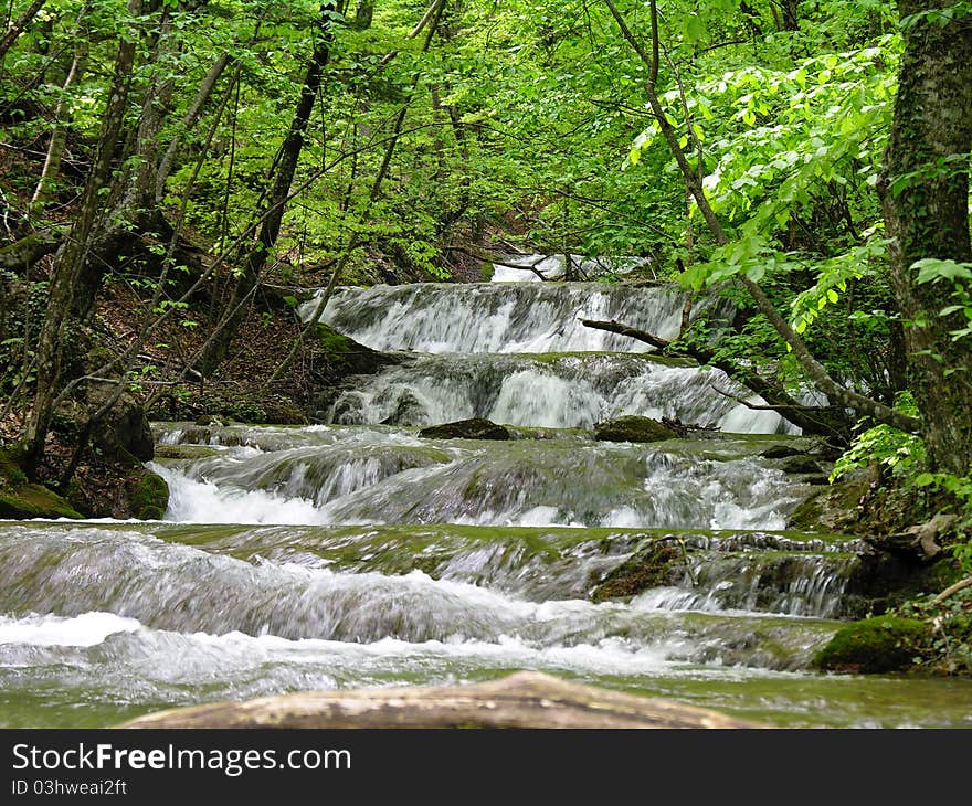 Summer. Crimea. Waterfall Dzhur-Dzhur in wood. Summer. Crimea. Waterfall Dzhur-Dzhur in wood