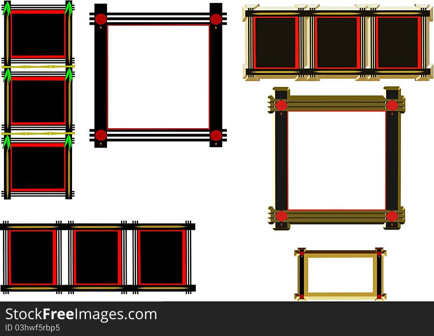 Oriental frames in black and gold on white in 3d. Oriental frames in black and gold on white in 3d