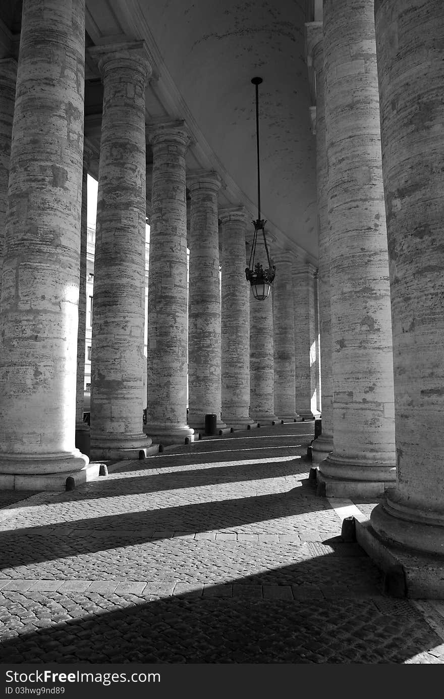 Colonnade in the Vatican in Rome.