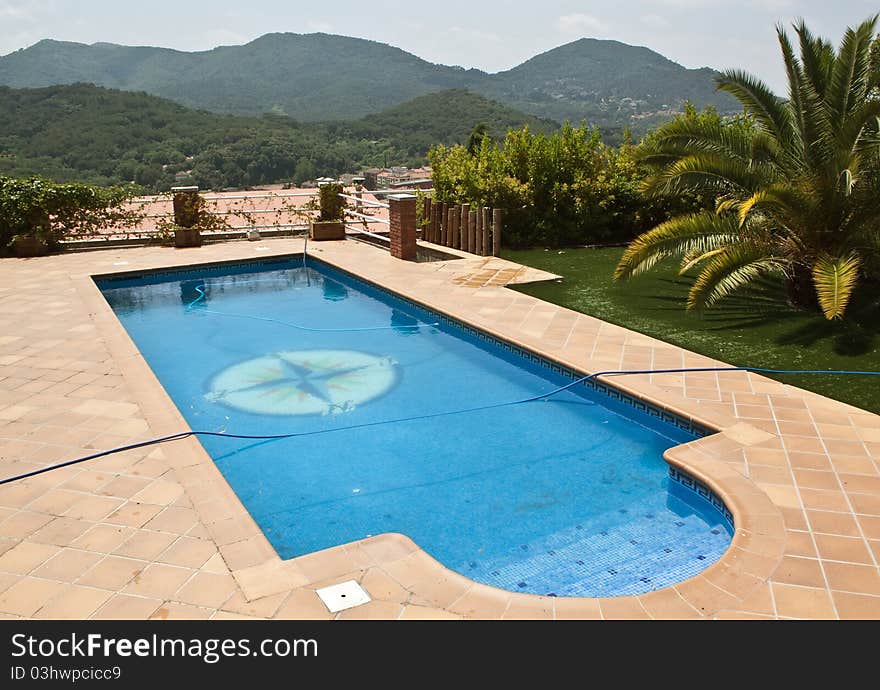 Pool at a country house in the summer at the cottage