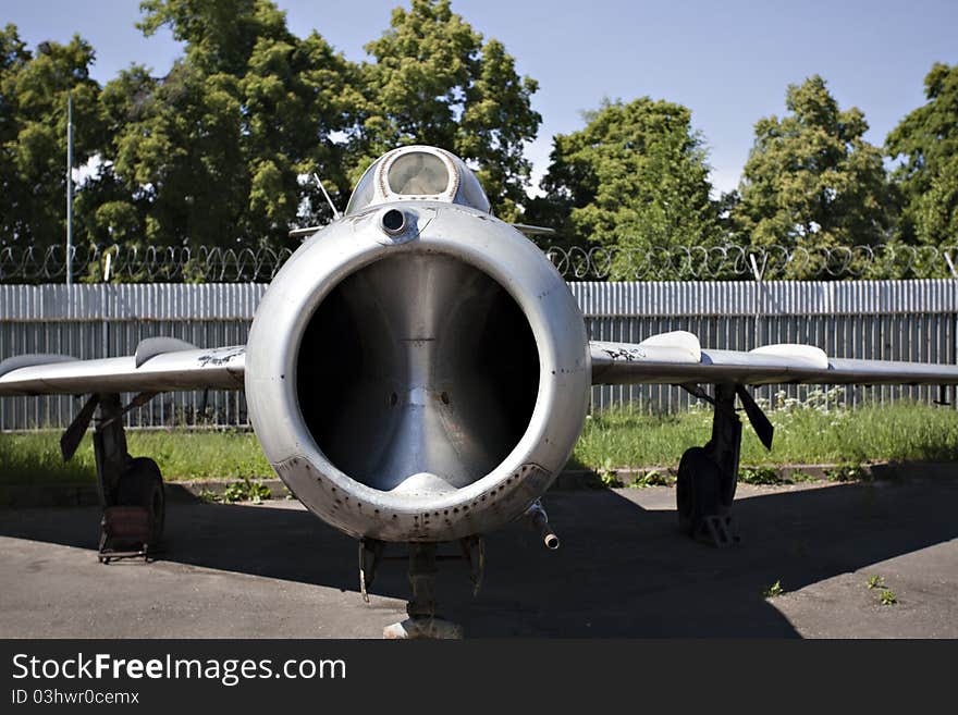 Jet fighter on the ground with weapons