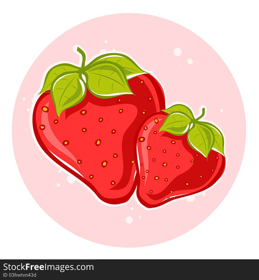 Freestyle drawing of two strawberries. Freestyle drawing of two strawberries