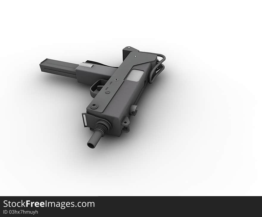 Mac10 weapon 3d isolated on white. Mac10 weapon 3d isolated on white