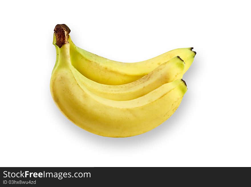 Ripe bananas on white background