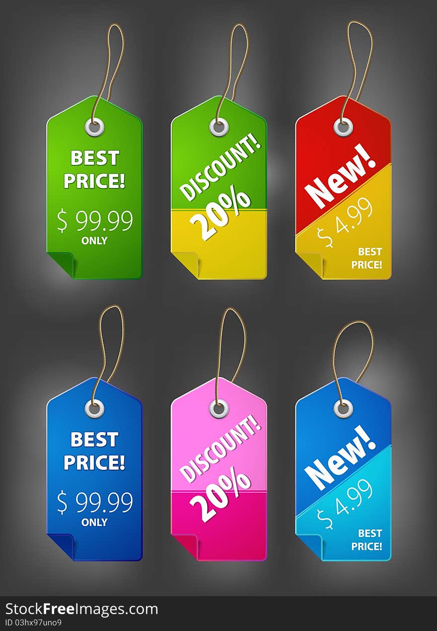 Price tab illutstraion over dark gray background. Price tab illutstraion over dark gray background