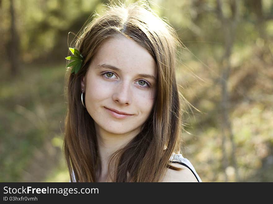 A portrait of a young woman. A portrait of a young woman