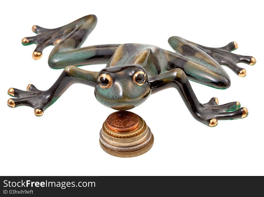 Ceramic frog and coins