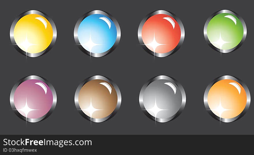 Eight Multi-colored Buttons