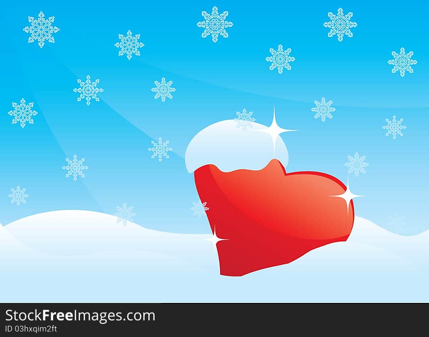 Red heart in a white snowdrift. Red heart in a white snowdrift