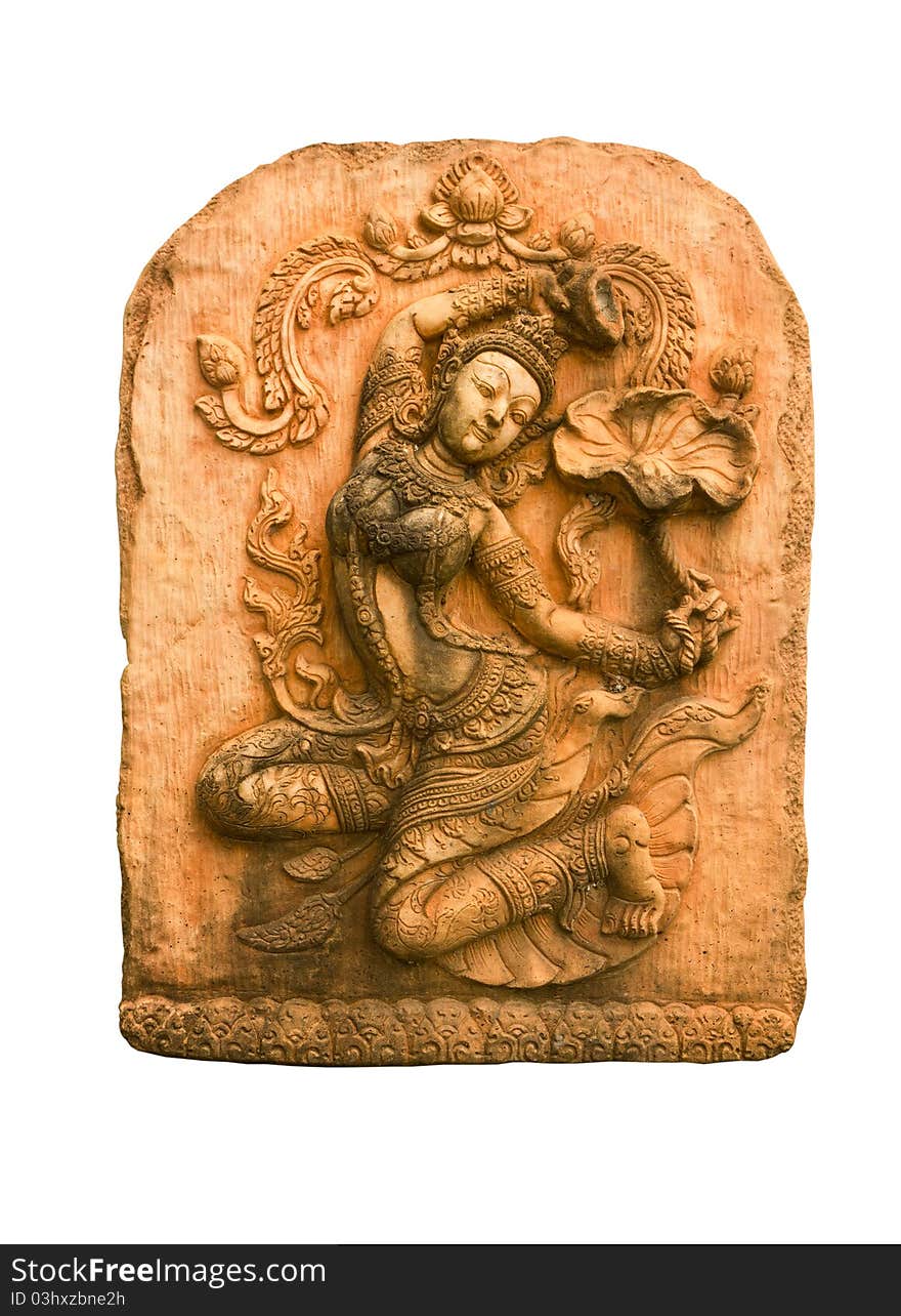 Sandstone carvings woman dancing in Thailand