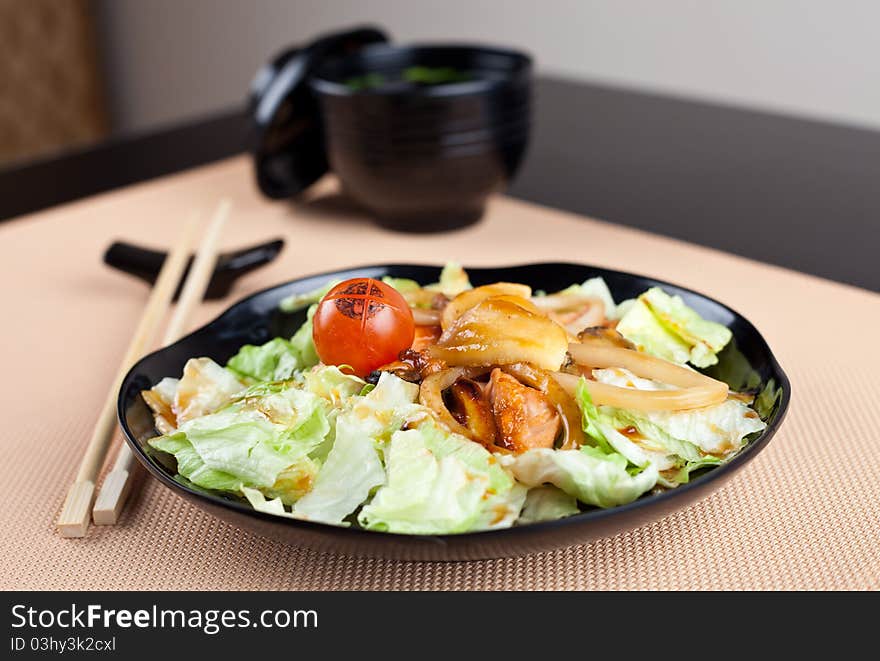 Salad With Seafood In Japanese Style