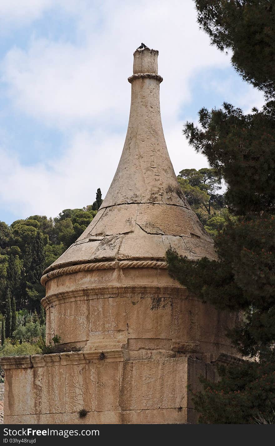 Conical roof of the Tomb of Absalom in Jerusalem